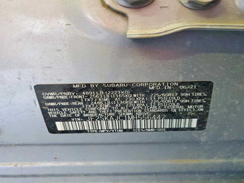 56634366 :رقم المزاد ، JF2SKAJC1MH556442 vin ، 2021 Subaru Forester مزاد بيع