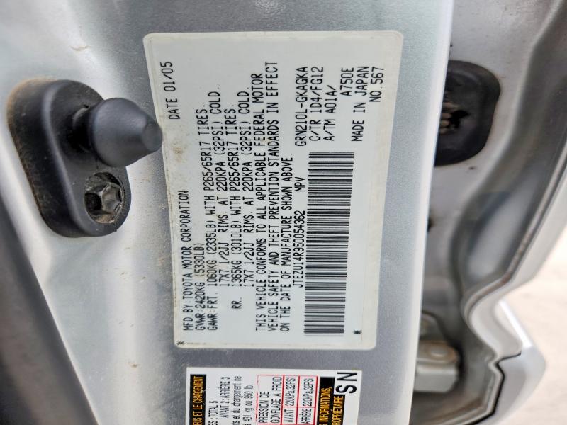 2005 Toyota 4runner მანქანა იყიდება აუქციონზე, vin: JTEZU14R950054362, აუქციონის ნომერი: 55069196