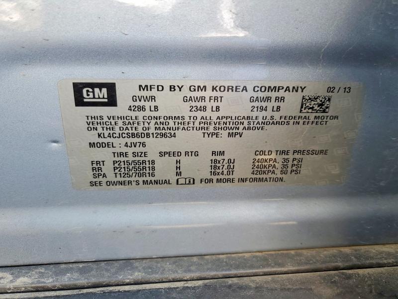 Aukcja sprzedaży 2013 Buick Encore, vin: KL4CJCSB6DB129634, numer aukcji: 56802326