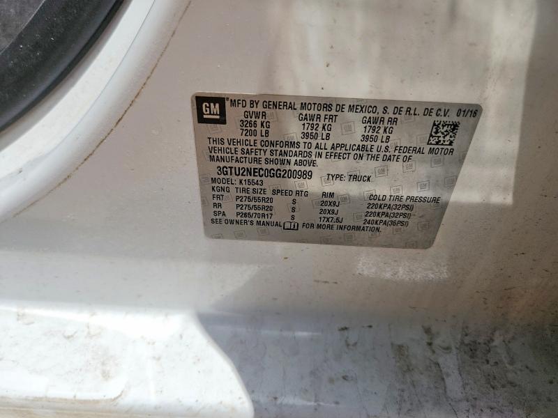 56503406 :رقم المزاد ، 3GTU2NEC0GG200989 vin ، 2016 Gmc Sierra مزاد بيع
