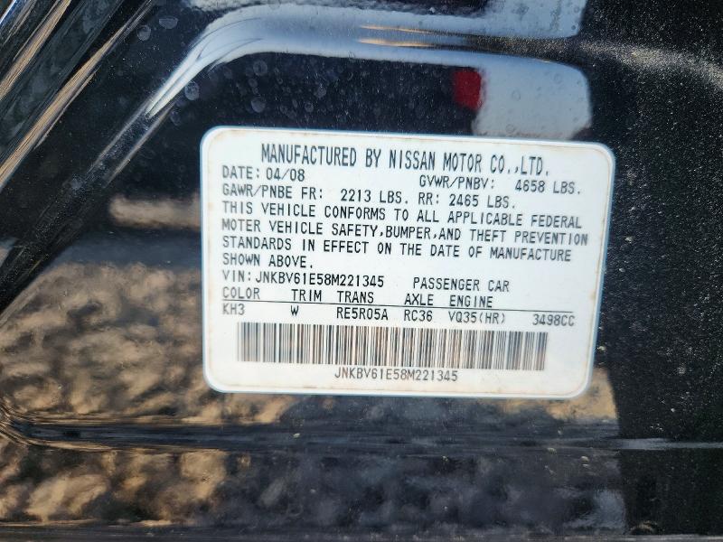 Aukcja sprzedaży 2008 Infiniti G35, vin: JNKBV61E58M221345, numer aukcji: 58767886