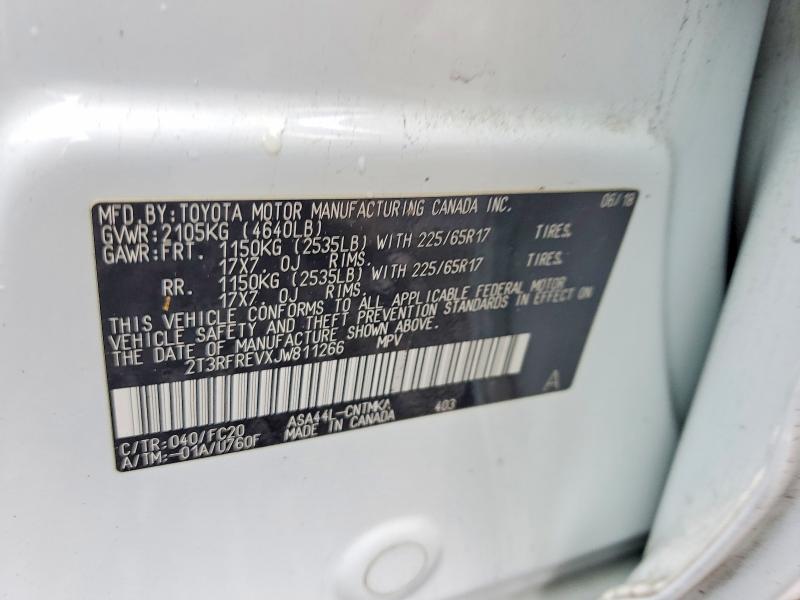 Продажа на аукционе авто 2018 Toyota Rav4, vin: 2T3RFREVXJW811266, номер лота: 58299026