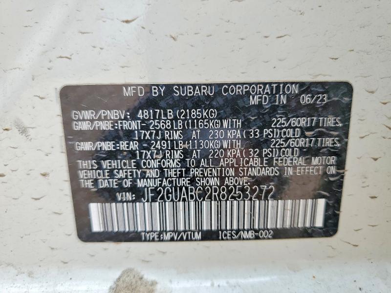 Aukcja sprzedaży 2024 Subaru Crosstrek, vin: JF2GUABC2R8253272, numer aukcji: 57207506