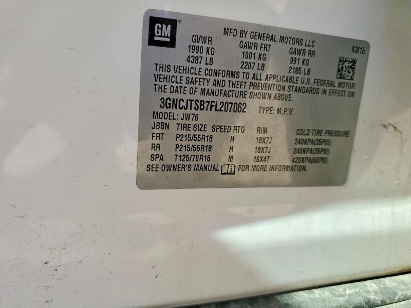 Продаж на аукціоні авто 2015 Chevrolet Trax, vin: 3GNCJTSB7FL207062, номер лоту: 55056406
