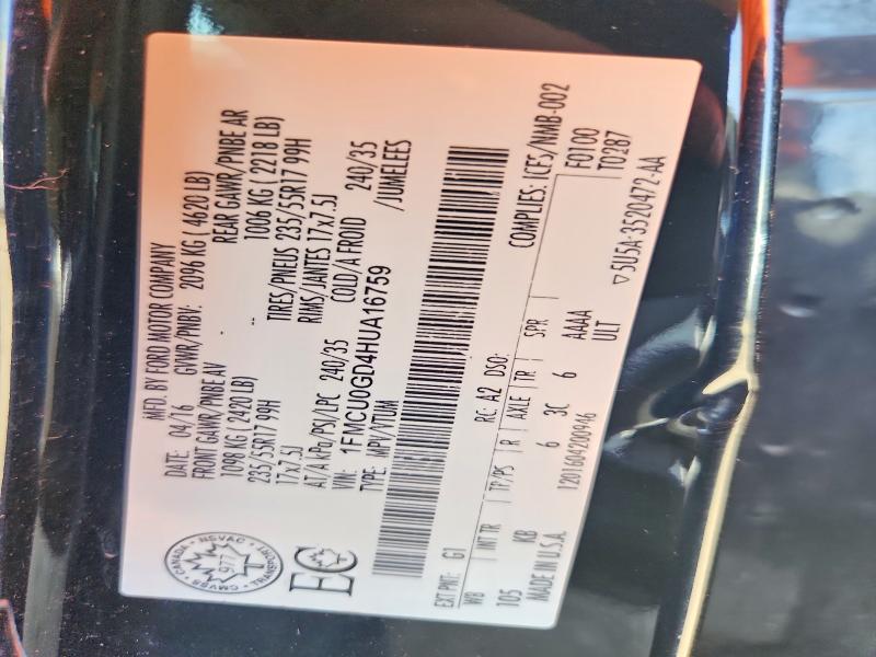 Продажа на аукционе авто 2017 Ford Escape, vin: 1FMCU0GD4HUA16759, номер лота: 55991236