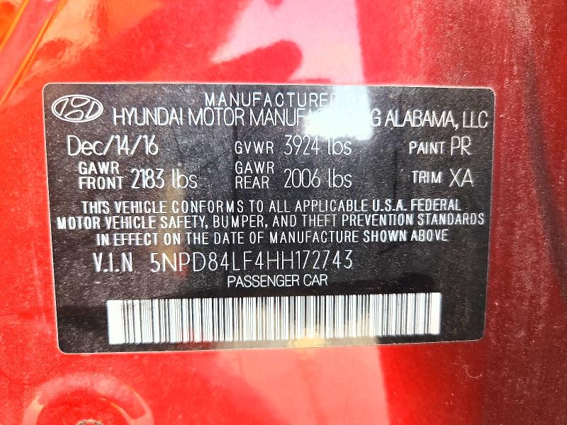 Продаж на аукціоні авто 2017 Hyundai Elantra, vin: 5NPD84LF4HH172743, номер лоту: 58951206