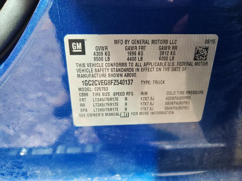Продажа на аукционе авто 2015 Chevrolet Silverado, vin: 1GC2CVEG8FZ540137, номер лота: 56996076