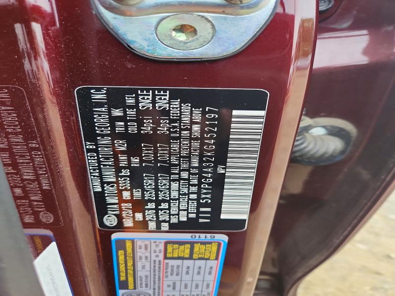 Aukcja sprzedaży 2019 Kia Sorento, vin: 5XYPG4A32KG452197, numer aukcji: 58978586
