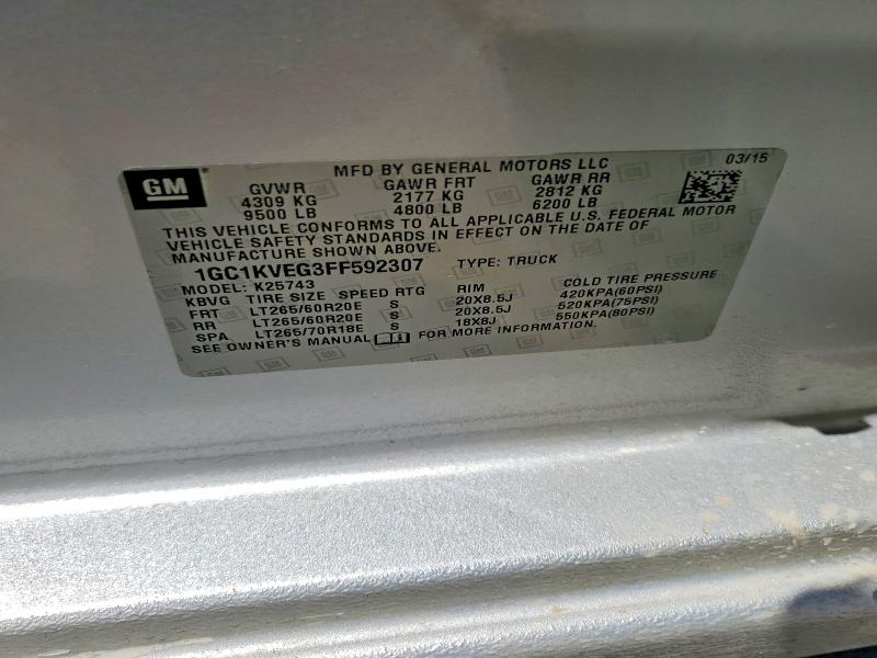 Продажа на аукционе авто 2015 Chevrolet Silverado, vin: 1GC1KVEG3FF592307, номер лота: 55753276