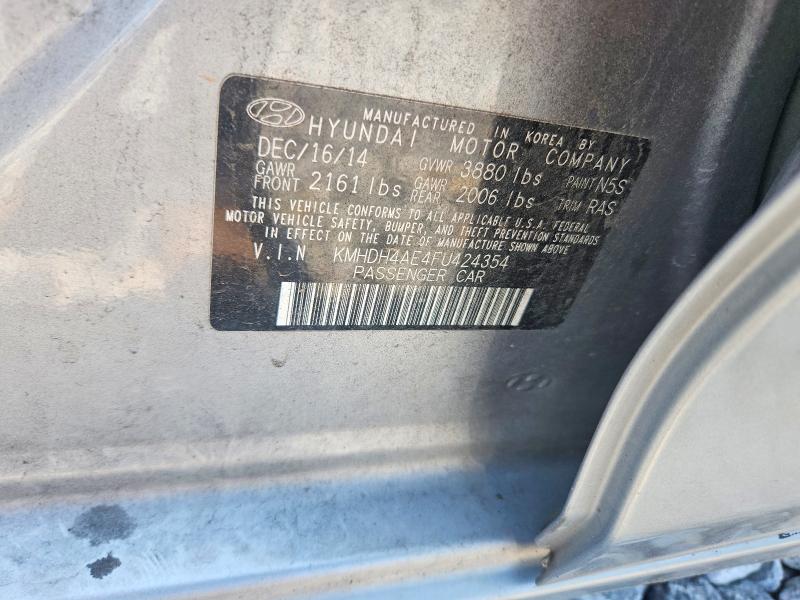 Продаж на аукціоні авто 2015 Hyundai Elantra, vin: KMHDH4AE4FU424354, номер лоту: 58796636