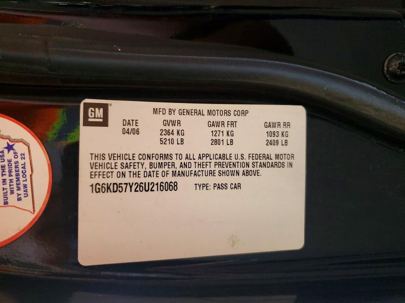 55491886 :رقم المزاد ، 1G6KD57Y26U216068 vin ، 2006 Cadillac Dts مزاد بيع