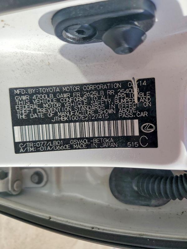 Продажа на аукционе авто 2014 Lexus Es, vin: JTHBK1GG7E2127415, номер лота: 59107966