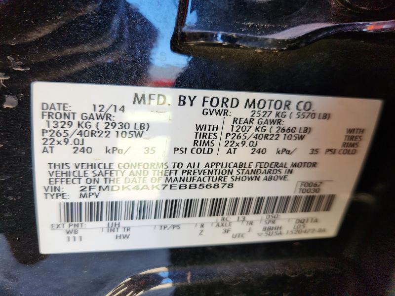 Продажа на аукционе авто 2014 Ford Edge, vin: 2FMDK4AK7EBB56878, номер лота: 55524926