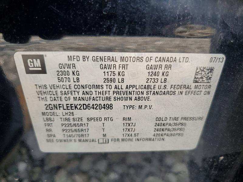 Aukcja sprzedaży 2013 Chevrolet Equinox, vin: 2GNFLEEK2D6420498, numer aukcji: 58261316
