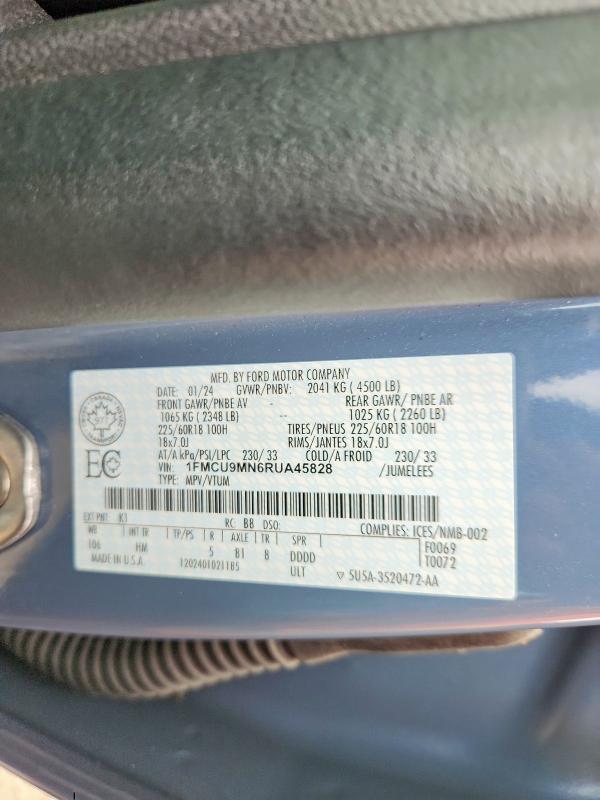 Aukcja sprzedaży 2024 Ford Escape, vin: 1FMCU9MN6RUA45828, numer aukcji: 57810786