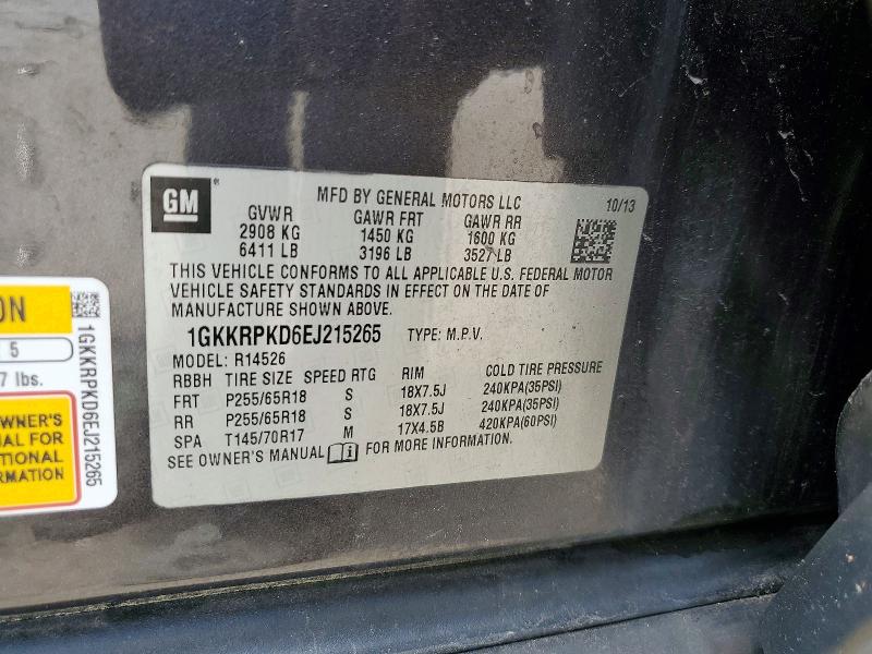 56284906 :رقم المزاد ، 1GKKRPKD6EJ215265 vin ، 2014 Gmc Acadia مزاد بيع