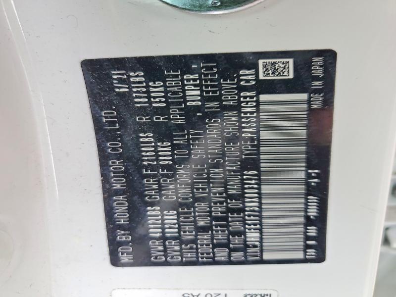 56649556 :رقم المزاد ، JHMFE1F73NX003476 vin ، 2022 Honda Civic مزاد بيع