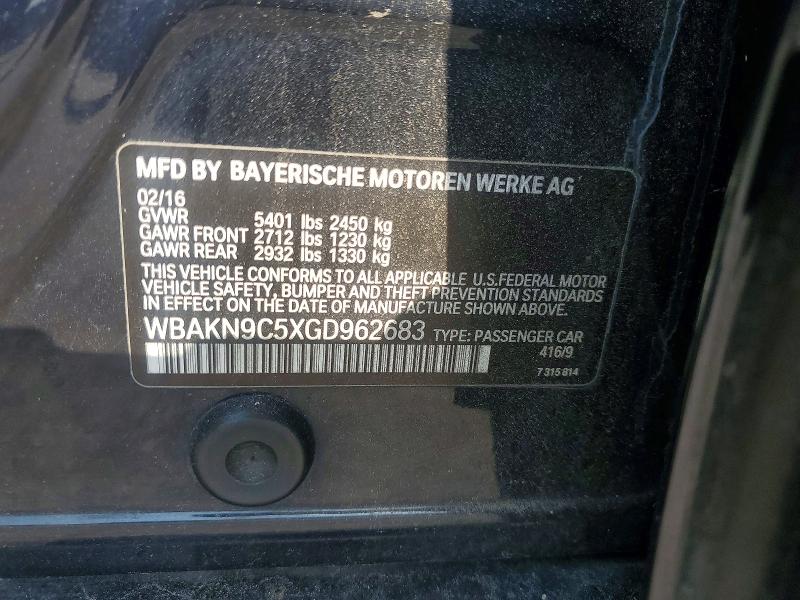 Aukcja sprzedaży 2016 Bmw 550, vin: WBAKN9C5XGD962683, numer aukcji: 55364136