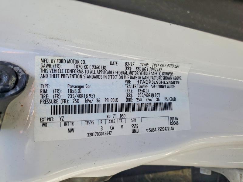 56532946 :رقم المزاد ، 1FADP3L93HL245819 vin ، 2017 Ford Focus مزاد بيع