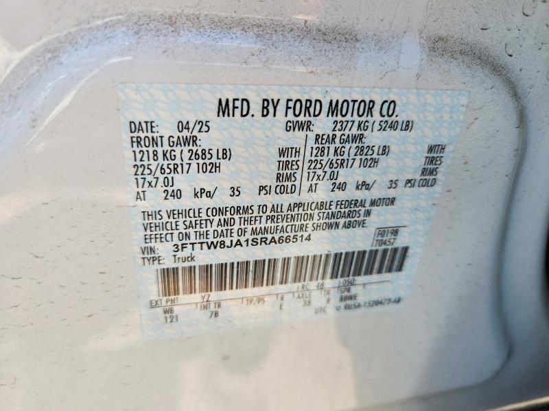 Продаж на аукціоні авто 2025 Ford Maverick, vin: 3FTTW8JA1SRA66514, номер лоту: 57703126