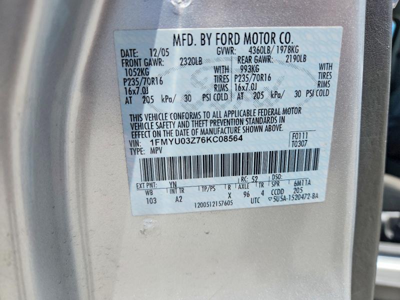 Продажа на аукционе авто 2006 Ford Escape, vin: 1FMYU03Z76KC08564, номер лота: 54919276