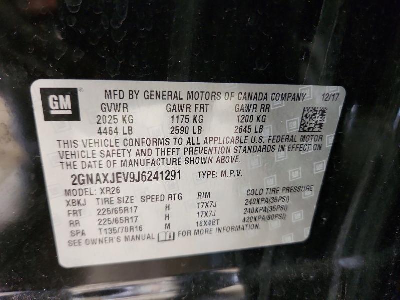 Aukcja sprzedaży 2018 Chevrolet Equinox, vin: 2GNAXJEV9J6241291, numer aukcji: 55327866