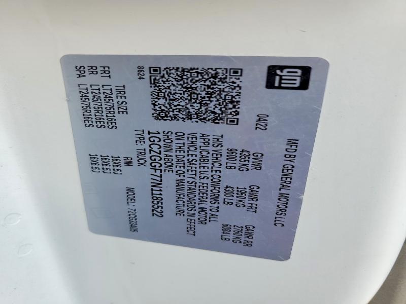 Aukcja sprzedaży 2022 Chevrolet Express G3500, vin: 1GCZGGF77N1185522, numer aukcji: 54795496
