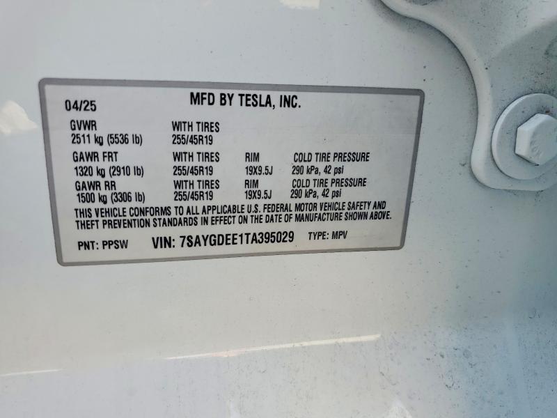 Продаж на аукціоні авто 2026 Tesla Model Y, vin: 7SAYGDEE1TA395029, номер лоту: 55066616