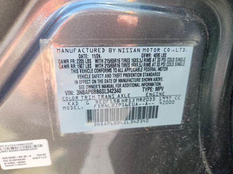Aukcja sprzedaży 2025 Nissan Kicks, vin: 3N8AP6BB6SL342340, numer aukcji: 57491596