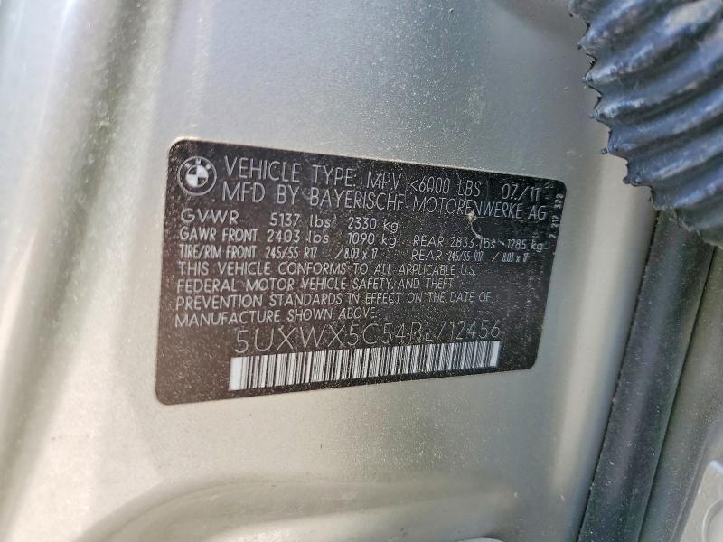 2011 Bmw X3 მანქანა იყიდება აუქციონზე, vin: 5UXWX5C54BL712456, აუქციონის ნომერი: 55387956