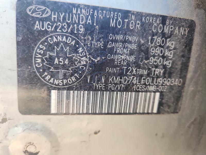 Aukcja sprzedaży 2020 Hyundai Elantra, vin: KMHD74LF0LU990340, numer aukcji: 53832656