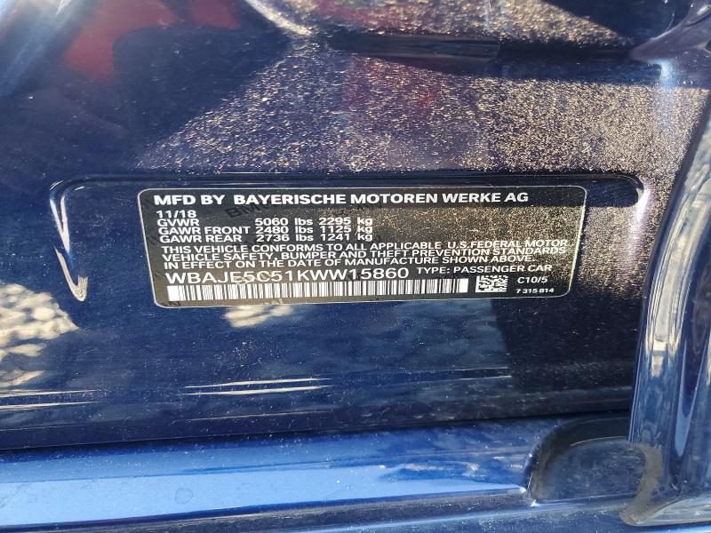 58260136 :رقم المزاد ، WBAJE5C51KWW15860 vin ، 2019 Bmw 540 مزاد بيع