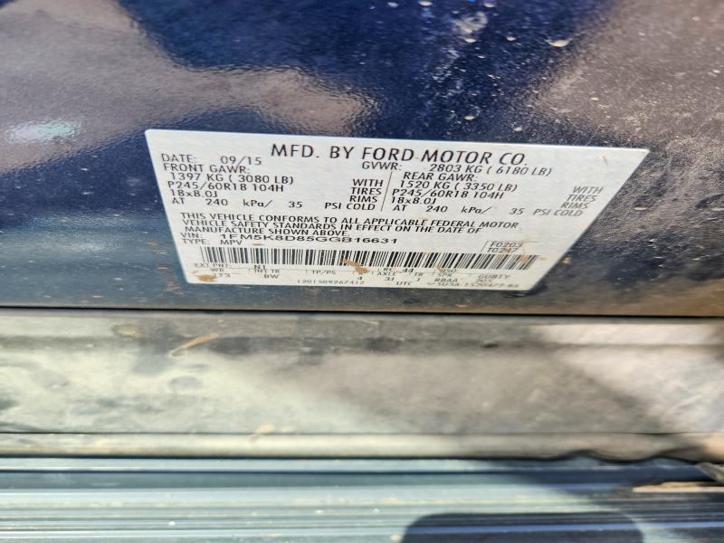 Aukcja sprzedaży 2016 Ford Explorer, vin: 1FM5K8D85GGB16631, numer aukcji: 56755176