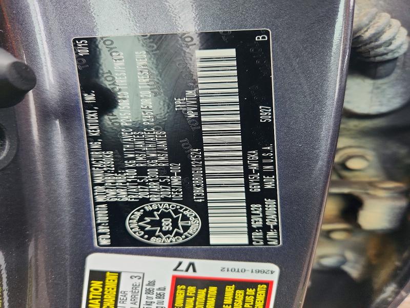 2016 Toyota Venza მანქანა იყიდება აუქციონზე, vin: 4T3BK3BB0GU121524, აუქციონის ნომერი: 55221626