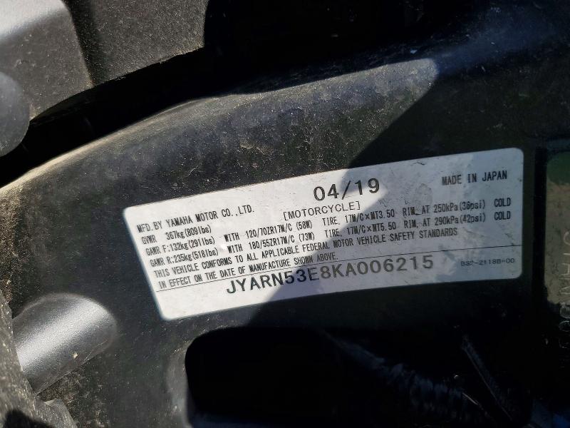 Продаж на аукціоні авто 2019 Yamaha Mt09, vin: JYARN53E8KA006215, номер лоту: 56778846