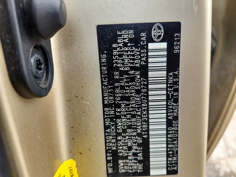 58008736 :رقم المزاد ، 4T1BF3EKXBU776727 vin ، 2011 Toyota Camry مزاد بيع