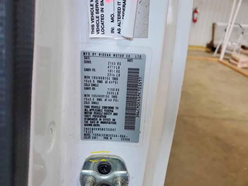 2021 Nissan Nv200 მანქანა იყიდება აუქციონზე, vin: 3N6CM0KN5MK703597, აუქციონის ნომერი: 56163196