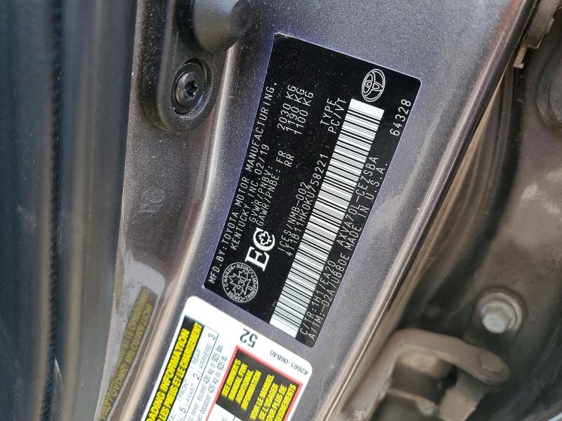 Aukcja sprzedaży 2019 Toyota Camry, vin: 4T1B11HK0KU758221, numer aukcji: 56391976