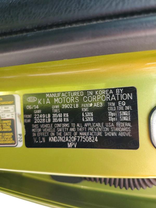 Продаж на аукціоні авто 2015 Kia Soul, vin: KNDJN2A20F7750824, номер лоту: 85973985