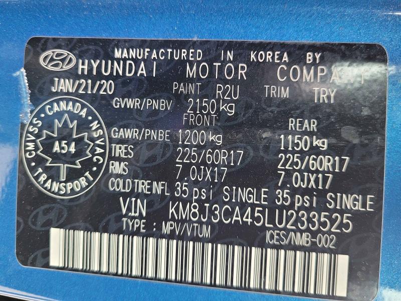 Продажа на аукционе авто 2020 Hyundai Tucson, vin: KM8J3CA45LU233525, номер лота: 56886666