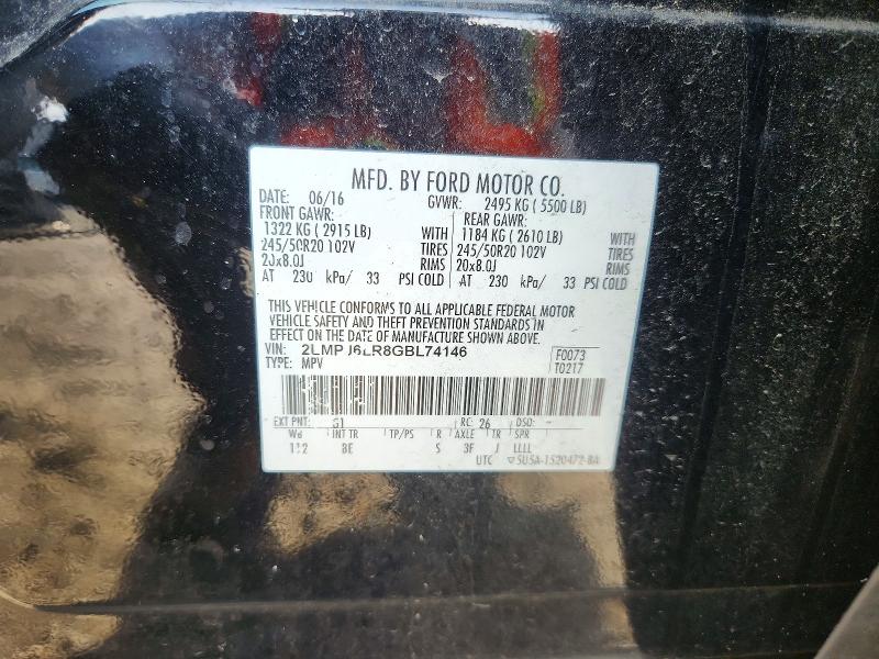 Продаж на аукціоні авто 2016 Lincoln Mkx, vin: 2LMPJ6LR8GBL74146, номер лоту: 57542686