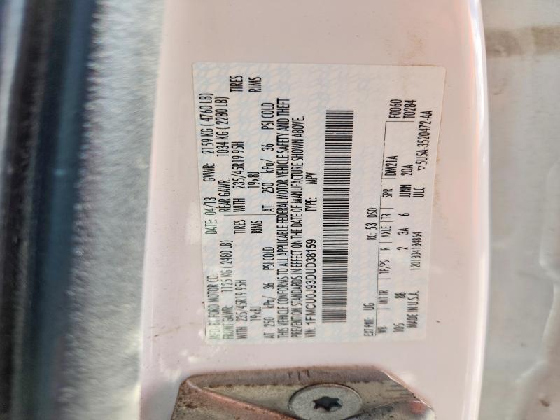 2013 Ford Escape მანქანა იყიდება აუქციონზე, vin: 1FMCU0J93DUD38159, აუქციონის ნომერი: 58148086