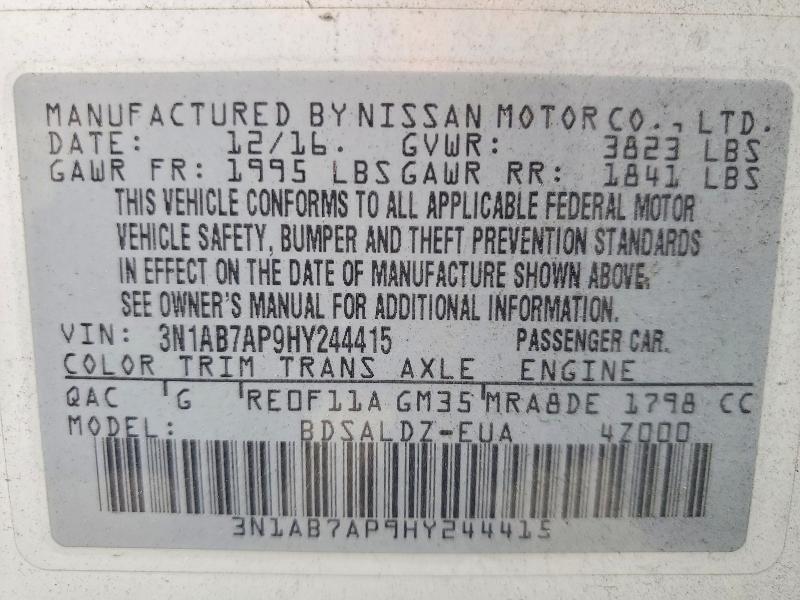 Продаж на аукціоні авто 2017 Nissan Sentra, vin: 3N1AB7AP9HY244415, номер лоту: 57942336