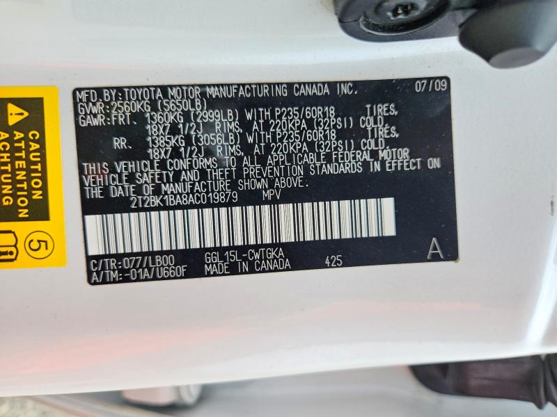 2010 Lexus Rx მანქანა იყიდება აუქციონზე, vin: 2T2BK1BA8AC019879, აუქციონის ნომერი: 85972365