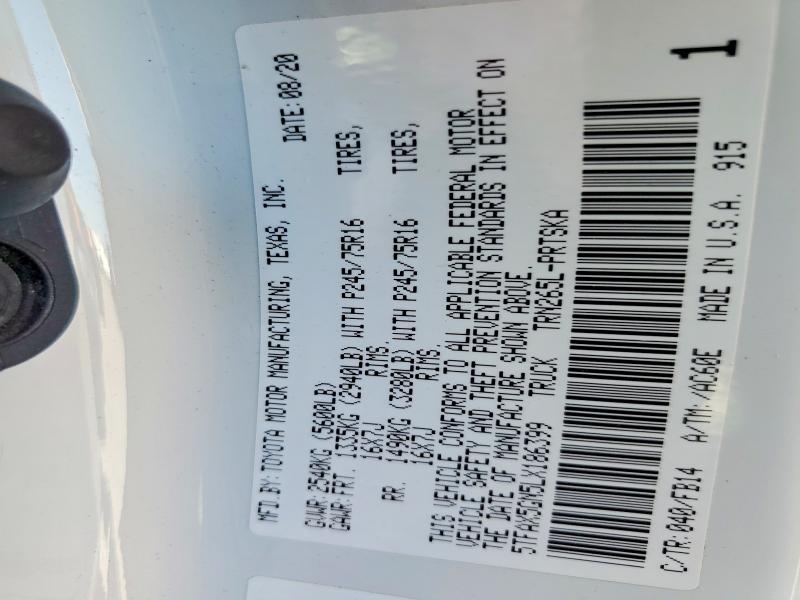 55764456 :رقم المزاد ، 5TFAX5GN5LX186399 vin ، 2020 Toyota Tacoma مزاد بيع