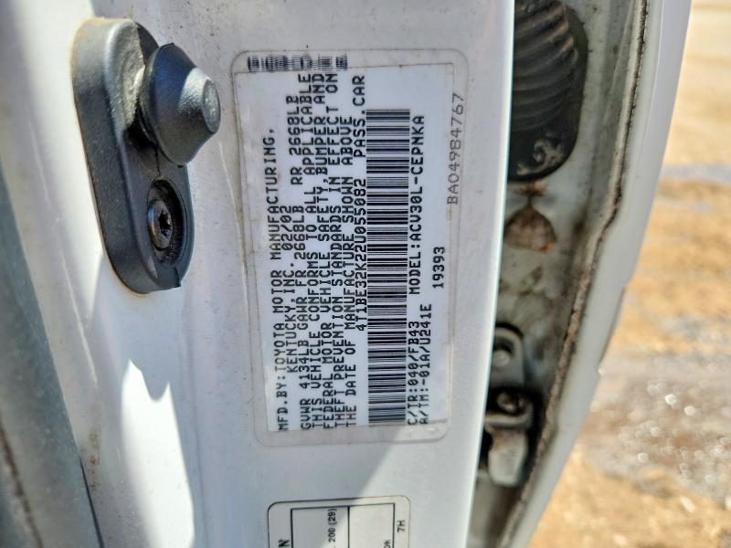 58388806 :رقم المزاد ، 4T1BE32K22U055082 vin ، 2002 Toyota Camry مزاد بيع