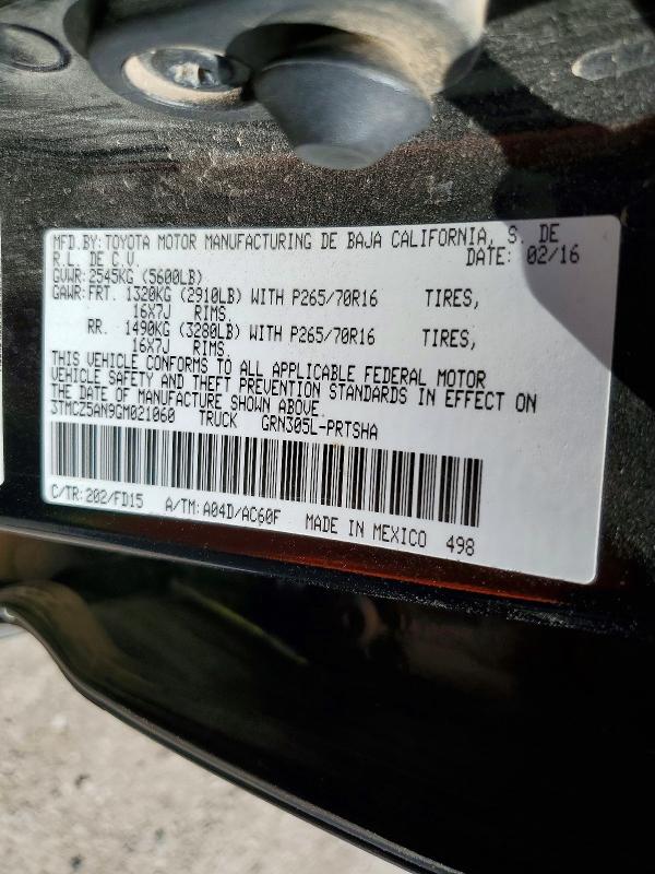 Продажа на аукционе авто 2016 Toyota Tacoma, vin: 3TMCZ5AN9GM021060, номер лота: 56359666