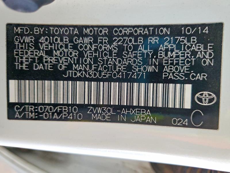Продаж на аукціоні авто 2015 Toyota Prius, vin: JTDKN3DU5F0417471, номер лоту: 57008576