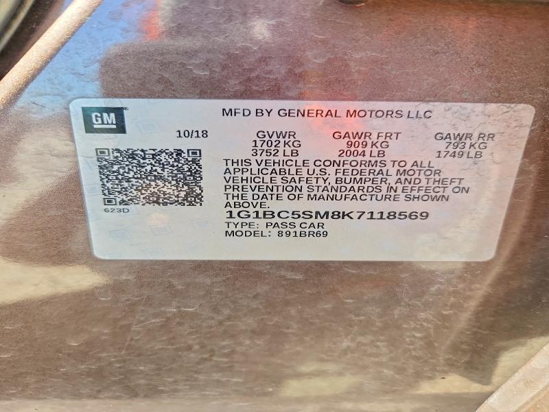 Продажа на аукционе авто 2019 Chevrolet Cruze, vin: 1G1BC5SM8K7118569, номер лота: 53015116