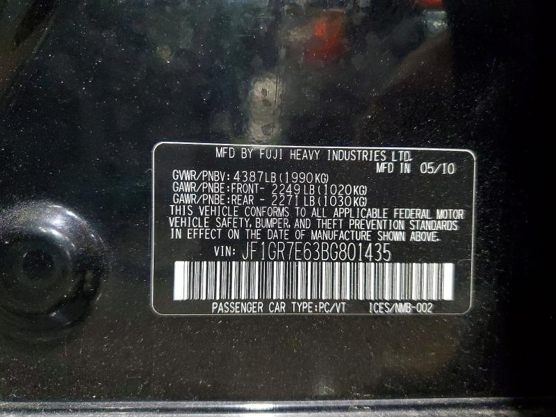 57248696 :رقم المزاد ، JF1GR7E63BG801435 vin ، 2011 Subaru Impreza مزاد بيع